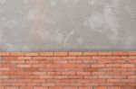 Red Brick Building Cover Cement Wall Background Stock Photo