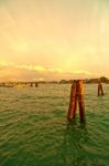 Venice Italy Lagune View With Bricole Stock Photo