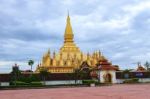 Pagoda At Wat Pha That Luang Landmark Of Vientiane, Laos Stock Photo