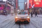 Times Square X Snow 2018 Stock Photo