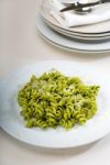 Italian Fusilli Pasta And Pesto Stock Photo