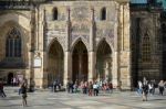 People Outside St Vitus Cathedral In Prague Stock Photo