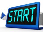 Start Button On Clock Showing Beginning Or Activating Stock Photo