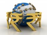 Rupee Currency With Card Box . 3d Rendering Illustration Stock Photo