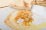 Hummus With Pita Bread Stock Photo