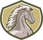 Colt Horse Head Side Shield Retro Stock Photo