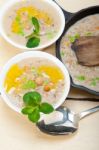 Hearty Middle Eastern Chickpea And Barley Soup Stock Photo