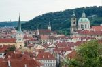 View From The Castle Entrance Towards Prague Stock Photo