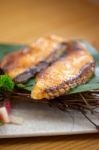 Japanese Style Teppanyaki Roasted Cod Fish Stock Photo