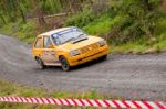 P. Dohney Driving Opel Corsa Stock Photo