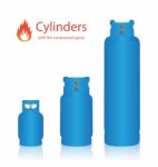 Cylinders With The Compressed Gases On A White Background Stock Photo