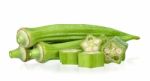 Young Okra Isolated On The White Background Stock Photo