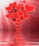 Bunch Of Hearts Displays Sweet Love Or Romantic Couple Stock Photo