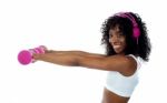 Lady Doing Dumbbell Exercise Stock Photo