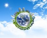 Global Earth With Building Stock Photo