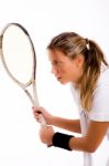 Young Tennis Player With Racket Stock Photo