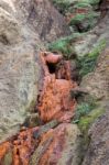 Minerals From An Outflow At Alum Bay Staining The Cliff Face Stock Photo