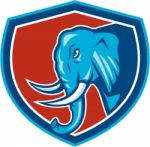 Elephant Head Side Shield Cartoon Stock Photo