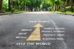 Tool For Save The World On The Road Surface Stock Photo