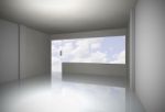 White Empty Room With Clear Sky Stock Photo