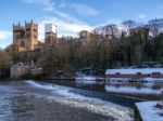 Durham, County Durham/uk - January 19 : View Along The River Wea Stock Photo