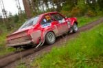 A. Commins Driving Ford Escort Stock Photo