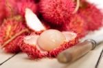 Fresh Rambutan Fruits Stock Photo