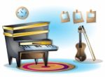 Cartoon  Illustration Interior Music Room With Separated Layers Stock Photo