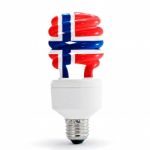 Norway Flag On Energy Saving Lamp Stock Photo