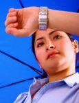 Woman Late For An Appointment Stock Photo