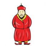 Chinese Asian Man Wearing Robe Cartoon Stock Photo