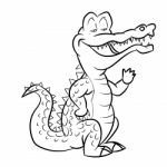 Alligator Cartoon - Line Drawn Stock Photo