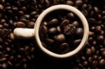 Coffe Beans And Cup Stock Photo