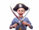 Little Boy Dressed As Pirate Stock Photo