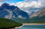 Shoreline Of Lower Two Medicine Lake Stock Photo