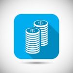 Money Coin Flat Long Shadow Icon Stock Photo