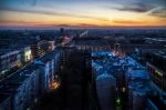 Early Morning View Over The Skyline In Warsaw Stock Photo