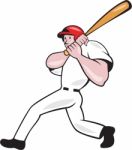 Baseball Player Batting Look Side Isolated Cartoon Stock Photo