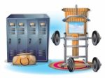 Cartoon  Illustration Interior Fitness Room With Separated Layers Stock Photo