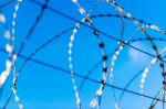 Fence With Barbed Wire Stock Photo