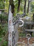 Crosses On Graves Cemetery And Fences   Stock Photo