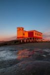 Historical Life-guard Building In Fuseta Stock Photo