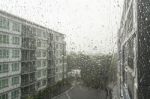 Drops Of Rain On A Window Pane Stock Photo