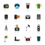 Camera And Accessory Icon Set  Illustration Stock Photo