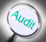 Magnifier Audit Represents Auditing Research And Verification Stock Photo