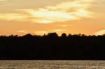 Postcard With An Amazing Sunset On A Lake Stock Photo