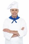 Smiling Chef Crossed Arms Stock Photo