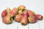 Opuntia Ficus-indica Cactus Fruits On A White Background Stock Photo