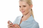 Business Lady Holding Cellphone Stock Photo