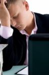 stressed Businessman in office Stock Photo